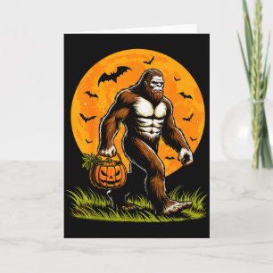 Skrämmande Bigfoot Halloween-pumpa Roligt Hallowee Kort