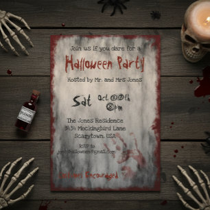 Skrämmande Blod Blodig Halloweenfest Inbjudningar