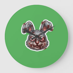 Skrämmande Blodig Zombie Kanin Halloween Illustrat Stor Klocka