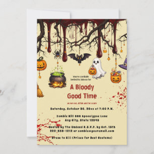 Skrämmande Blodstänk Spökar Halloween-fest Inbjudningar