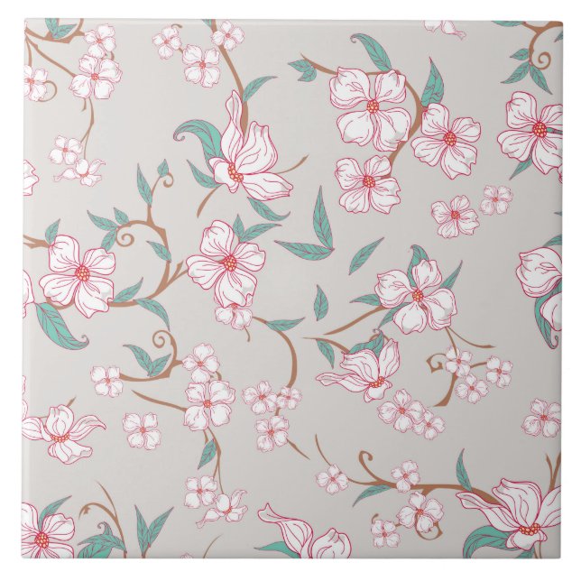 Skrämmande blommönster kakelplatta (Framsidan)