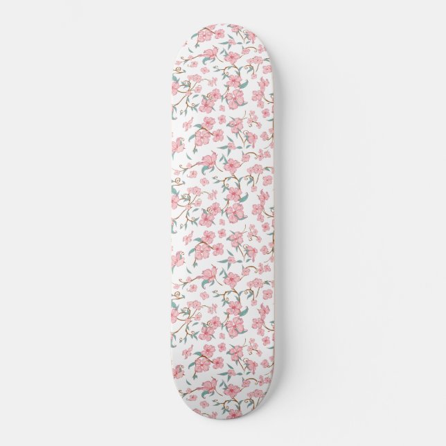 Skrämmande blommönster mini skateboard bräda 18,5 cm (Framsida)