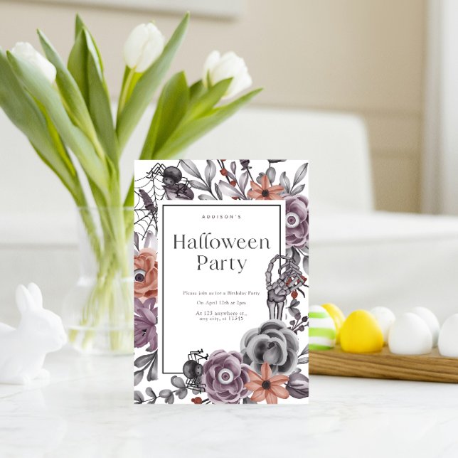 Skrämmande blomster Halloween födelsedagsfest kort (Skapare uppladdad)