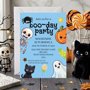 Skrämmande Boo-dags födelsedags Halloween-fest Inbjudningar