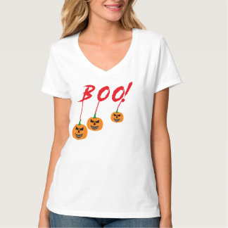 Skrämmande BOO Halloween Hängande Pumpa Typografi T Shirt