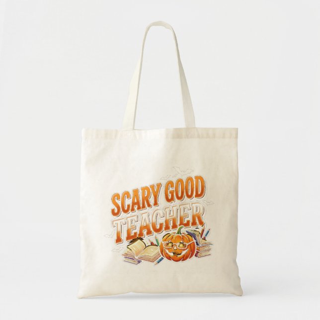 Skrämmande bra lärar Halloween-pumpa Tygkasse (Framsidan)