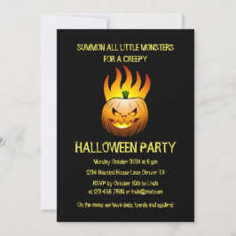 Skrämmande brinnande Halloween-pumpa inbjudan