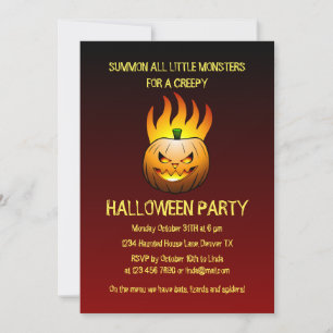 Skrämmande brinnande Halloween-pumpa inbjudan