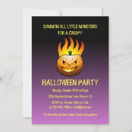 Skrämmande brinnande Halloween-pumpa inbjudan
