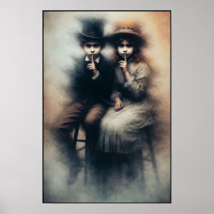 Skrämmande broder och syster från den viktorianska poster