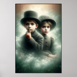 Skrämmande Bror och Systervägg från Victorianeran Poster