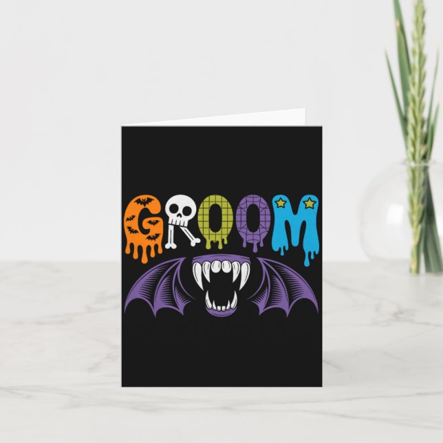 Skrämmande brud och brudgum Halloween bröllop kärl Kort (Framsida)