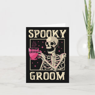 Skrämmande Brudgumme Skelett Halloween Bröllop Säl Kort