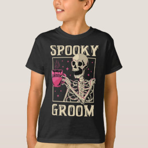 Skrämmande Brudgumme Skelett Halloween Bröllop Säl T Shirt