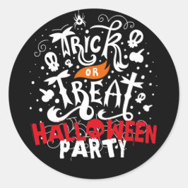 Skrämmande bus eller godis Halloween-partygåva Runt Klistermärke