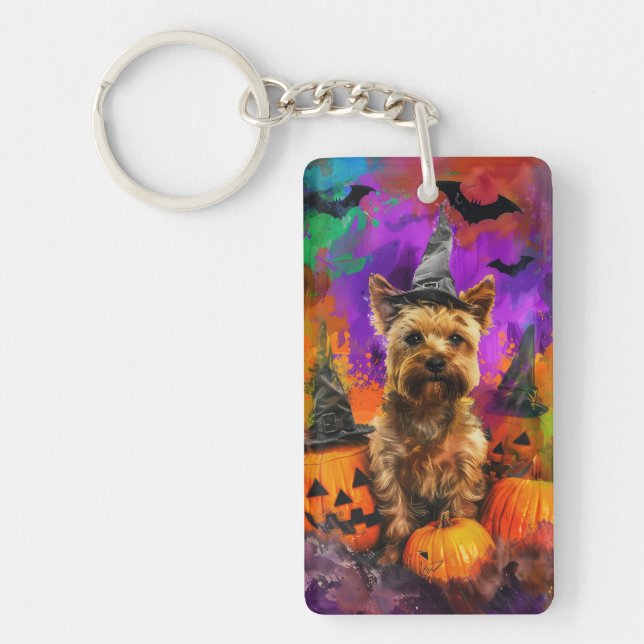 Skrämmande Cairn Terrier Hund Halloween Häxa Pumpa (Framsidan)