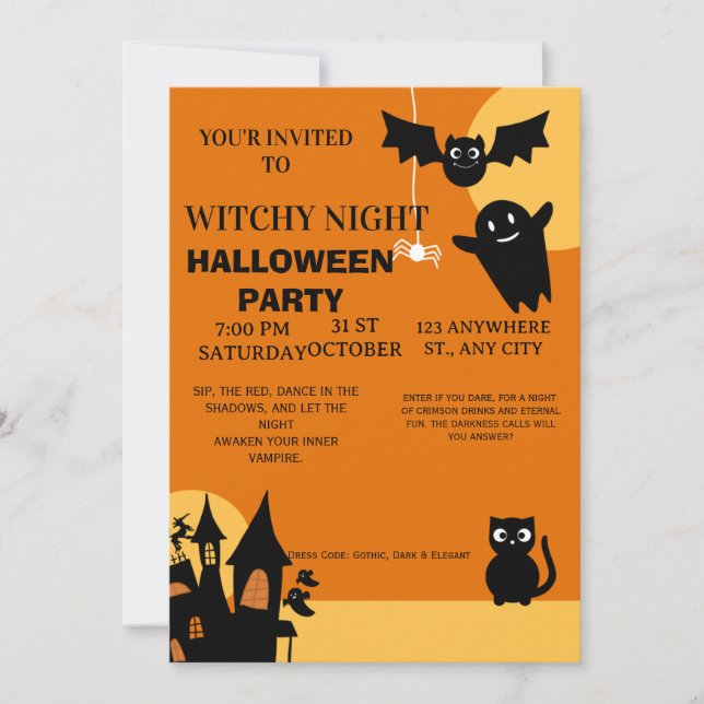 Skrämmande Chic Halloween-fest Invitation Inbjudningar (Framsida)