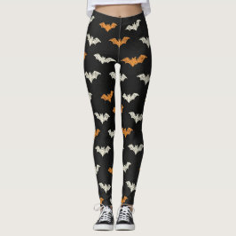 Skrämmande Chic Svarta, Orange & Krämfärgade Leggi Leggings