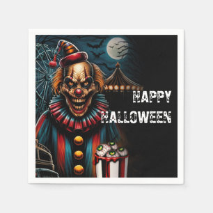 Skrämmande cirkusclown Halloween-fest Pappersservett