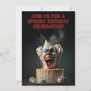 Skrämmande clown födelsedagsinbjudan kort