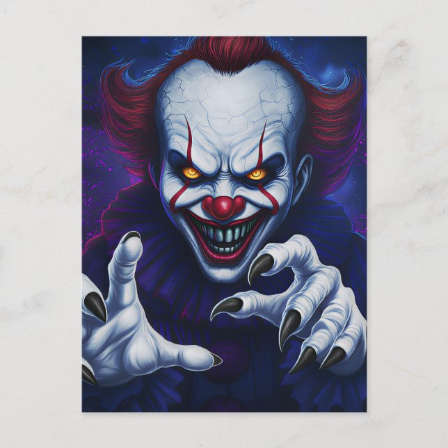 Skrämmande clown-kort vykort (Framsida)