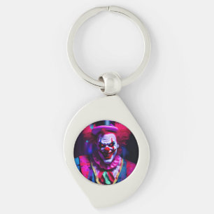 skrämmande clown swirl silverfärgad nyckelring