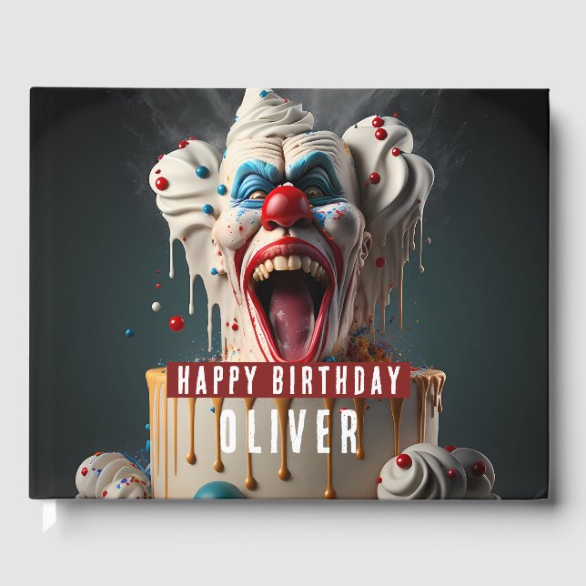 Skrämmande clown-tema födelsedagar gästböcker (Framsida)