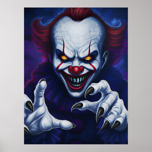 Skrämmande Clownaffisch Poster (Framsidan)