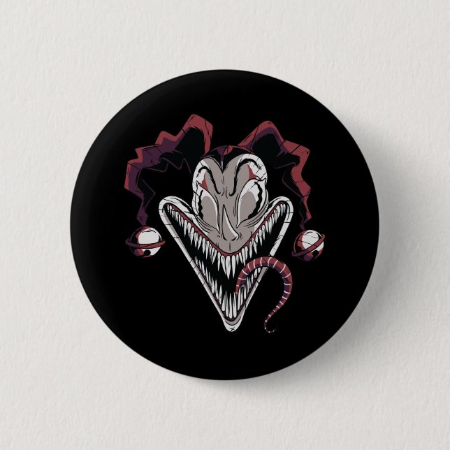 Skrämmande clownansikte Halloween-design Knapp (Framsida)