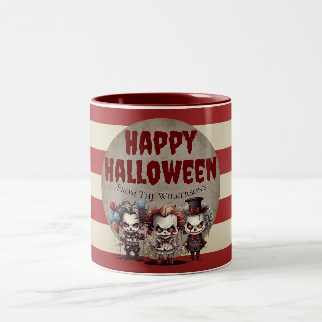 Skrämmande clownar kuslig Halloween karneval Två-Tonad Mugg (Center)