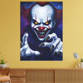 Skrämmande clownduk canvastryck