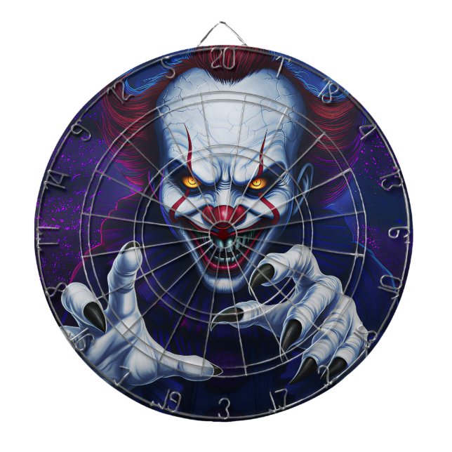 Skrämmande clownpilkastningstavla darttavla (Framsidan)