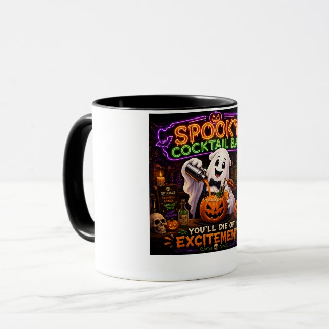 Skrämmande Cocktailbar Halloween-spöke Mugg (Framsida vänster)