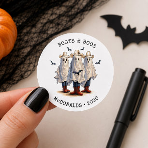 Skrämmande Cowboy Spöken Personlig Halloween Runt Klistermärke