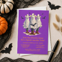 Skrämmande Cowboy Spöken Västerländsk Halloween Inbjudningar