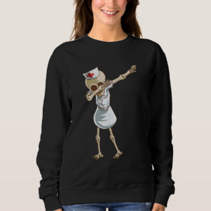 Skrämmande Dabbing Skelett Sjuksköterska Döskalle T Shirt