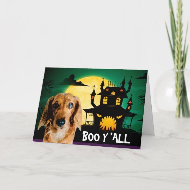 Skrämmande Dachshund Halloween Kort (Framsida)