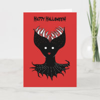 Skrämmande Demon Flicka Tänder Hjärna Glad Hallowe