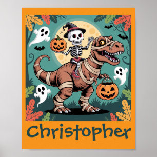 Skrämmande Dino Ryttare – Skelett på Mumi T-Rex Poster