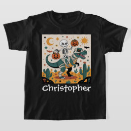 Skrämmande Dino Ryttare – Skelett på Mummy T-Rex T Shirt