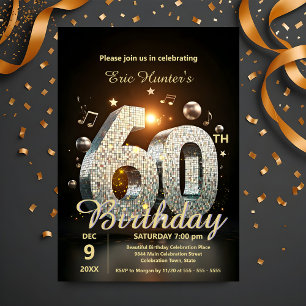 Skrämmande Disco Dance 60:e födelsedagsfirandet Inbjudningar
