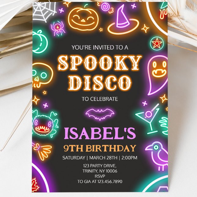 Skrämmande Disco Halloween Födelsedag Inbjudningar (Skapare uppladdad)