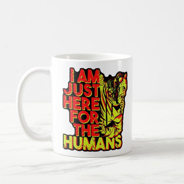 Skrämmande Djävul Halloween Här för Människorna Kaffemugg (Vänster)