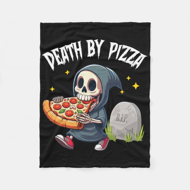 Skrämmande dödgrävaren äter pizza död genom pizza  fleecefilt (Framsidan)