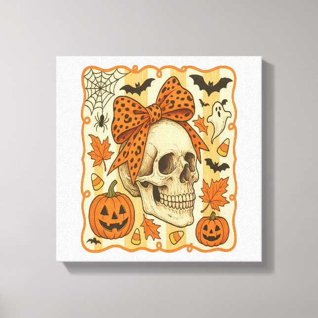 Skrämmande Dödskalle Halloween Canvastryck (Framsida)