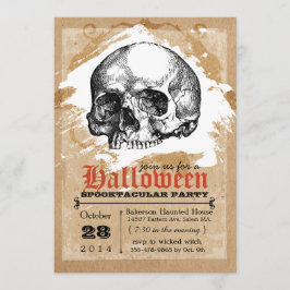 Skrämmande dödskalle Halloween-festlig invit Inbjudningar