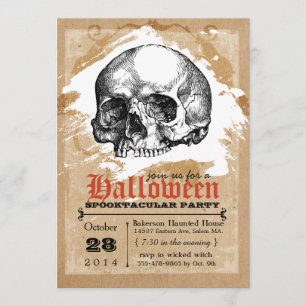 Skrämmande dödskalle Halloween-festlig invit Inbjudningar
