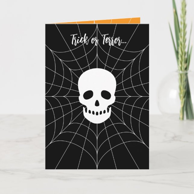 Skrämmande dödskalle Halloween Helgkort (Framsida)