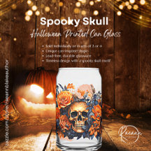 Skrämmande Dödskalle Halloween Tryckt Konservburk