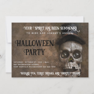 Skrämmande Dödskalle i Topplucka Halloweenfest Inbjudningar